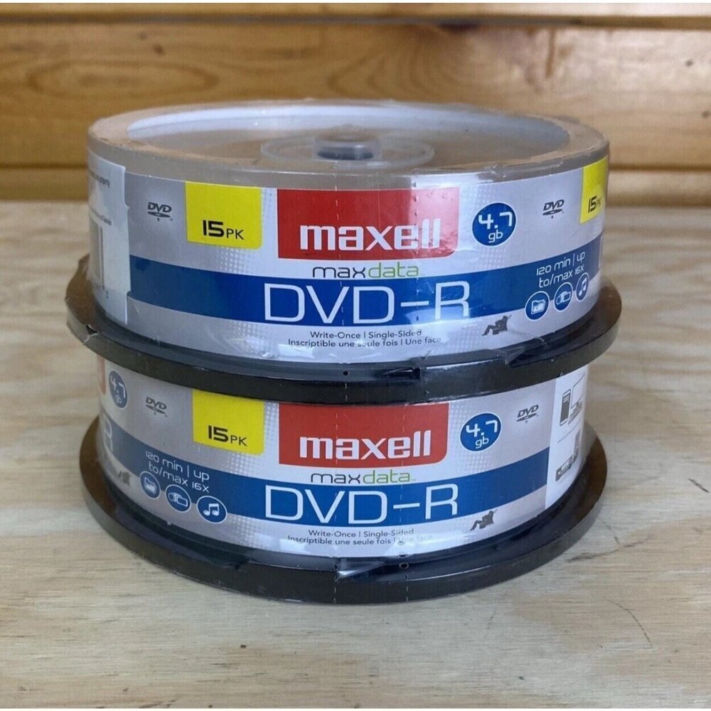 Maxell DVD-R 4.7GB Maxdata Write-Once, 16x Recordable Disc Lot Of 2 30 DVDs